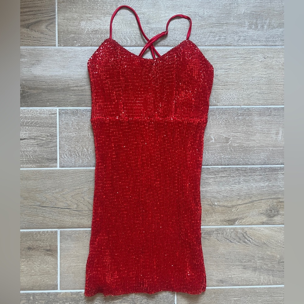 Angel Biba Scarlet Sequin Mini Dress